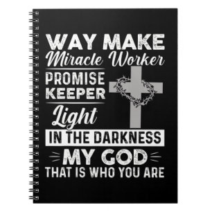 Caderno Espiral Waymaker Miracle Worker Promise Keeper Light Jesus