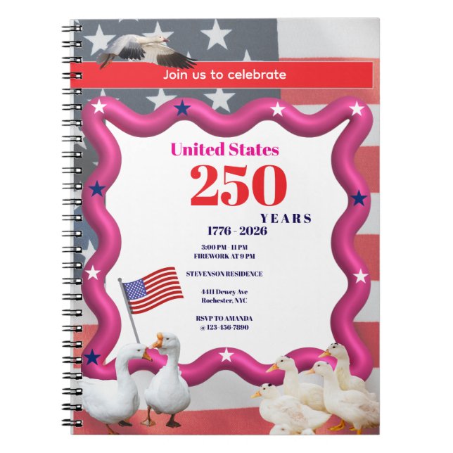 Caderno Espiral We The Silly Geese 250th Funny Celebration (Frente)