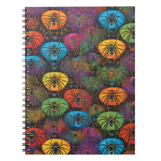 Caderno Espiral Web de aranha vibrante: Notebook artístico para cr (Frente)