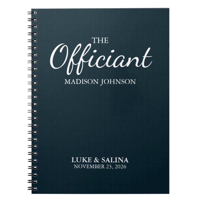 Caderno Espiral Wedding Officiant Ceremony Personalized Elegant (Frente)
