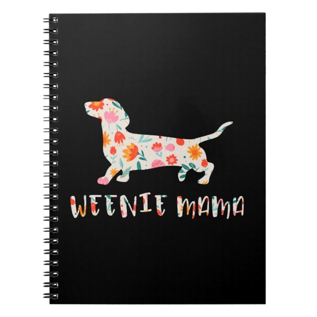 Caderno Espiral Weenie Mama Dachshund floral (Frente)