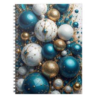 Caderno Espiral Weihnachtskugeln Blau Gold Premium