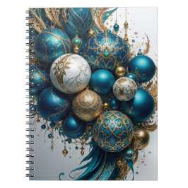 Caderno Espiral Weihnachtskugeln Gold Blau Luxus Fest