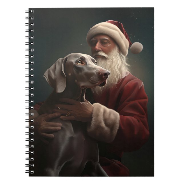Caderno Espiral Weimaraner com Papai Noel Natal Festivo (Frente)