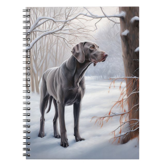 Caderno Espiral Weimaraner Deixe-o nevar no Natal (Frente)