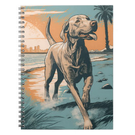Caderno Espiral Weimaraner na praia