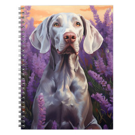 Caderno Espiral Weimaraner no campo da Lavanda