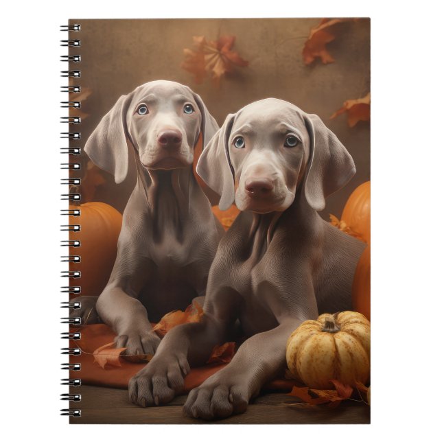 Caderno Espiral Weimaraner Puppy Autumn Delight Pumpkin (Frente)