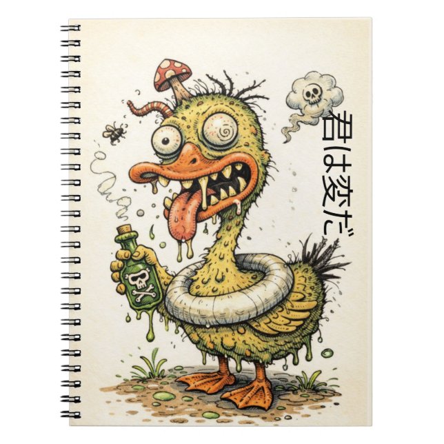 Caderno Espiral Weired duck drinking strange drink (Frente)