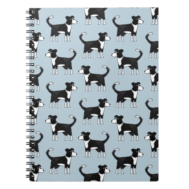 Caderno Espiral Welsh Border Collie Sheepdog Cute Patterno (Frente)