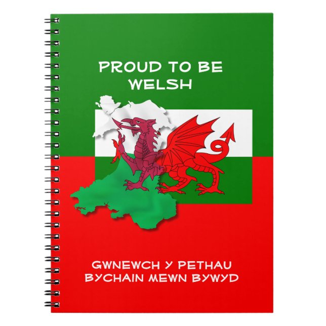 Caderno Espiral Welsh Flag of Wales PROUD TO BE WELSH Notebook (Frente)