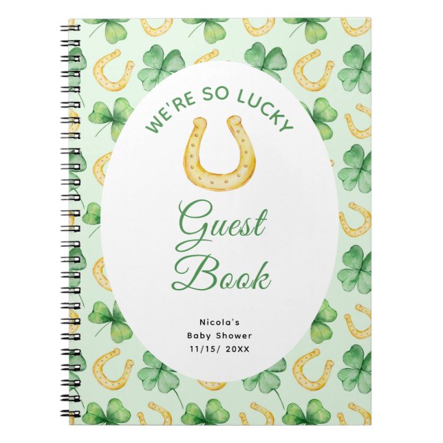 Caderno Espiral We're So Lucky Horseshoe St Patrick's Baby Shower (Frente)