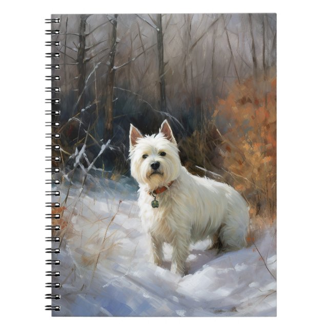 Caderno Espiral West Highland White Terrier Deixe-o nevar no Natal (Frente)
