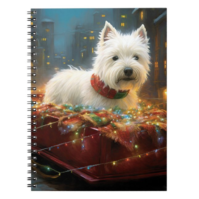 Caderno Espiral West Highland White Terrier Natal Festivo (Frente)