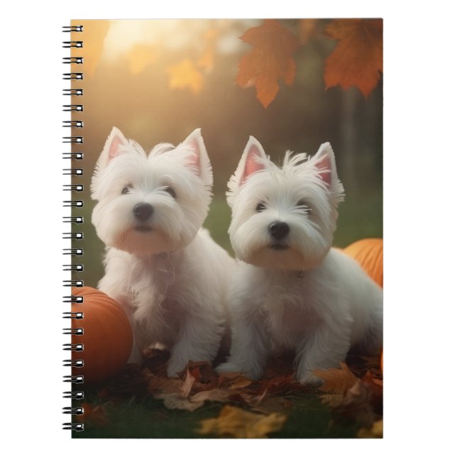 Caderno Espiral West Highland White Terrier Puppy Autumn Pumpkin (Frente)