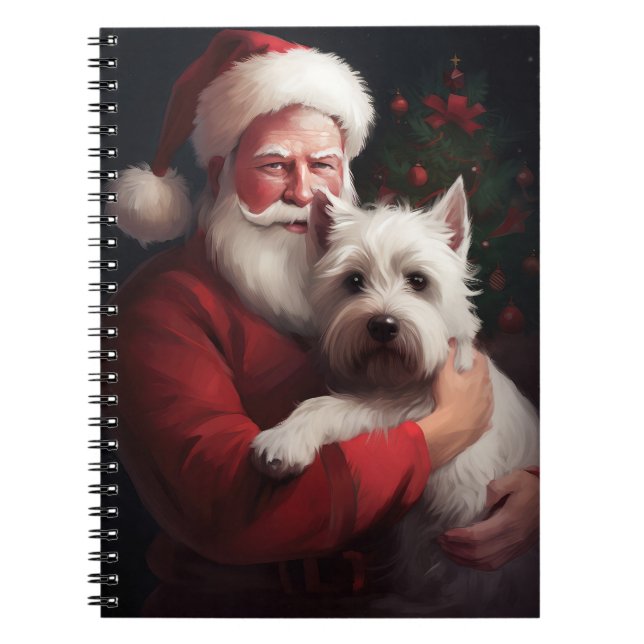 Caderno Espiral West Highland White Terrier Santa Claus Natal (Frente)
