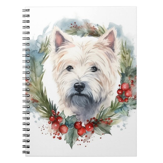 Caderno Espiral West Highland White Terrier Wreath de Natal (Frente)