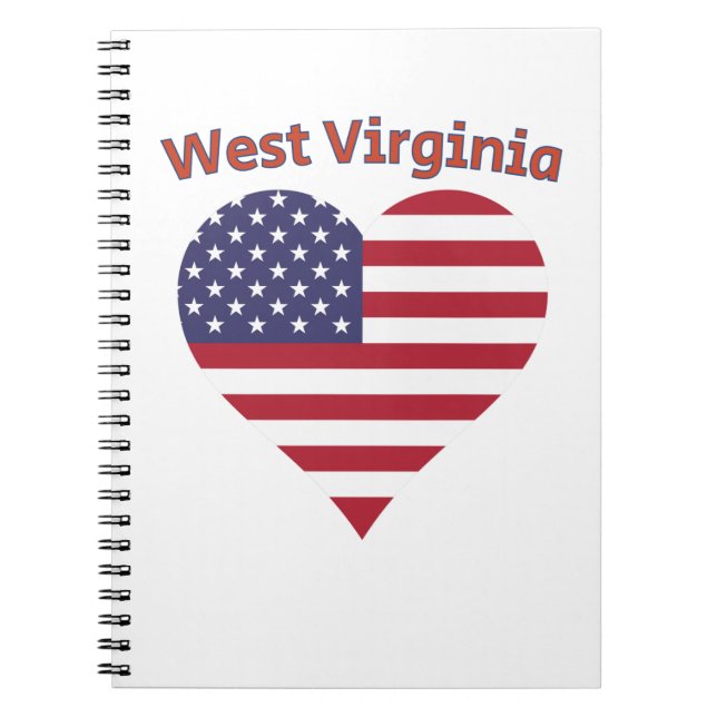 Caderno Espiral West Virginia American Flag Heart (Frente)
