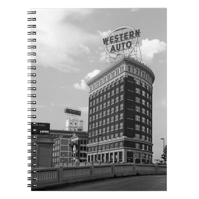 Caderno Espiral Western Auto Sign Black & White Architecture Photo (Frente)