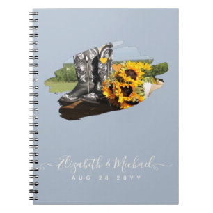 Caderno Espiral Western Boots Sunflower Casamento Russo