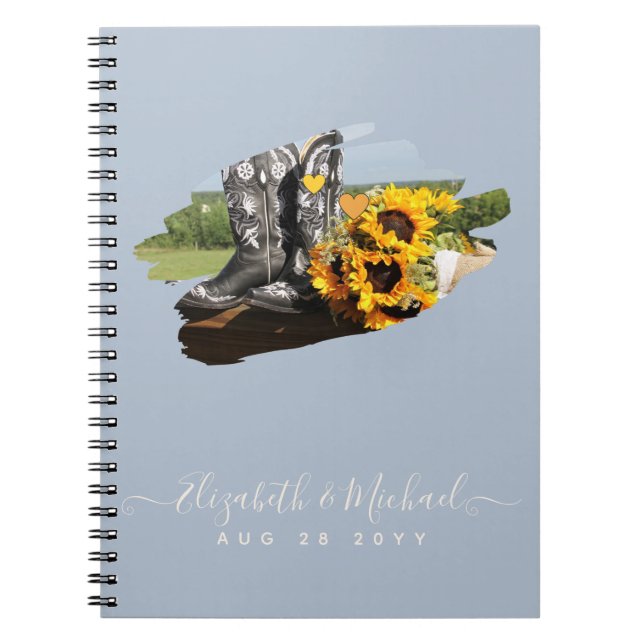 Caderno Espiral Western Boots Sunflower Casamento Russo (Frente)