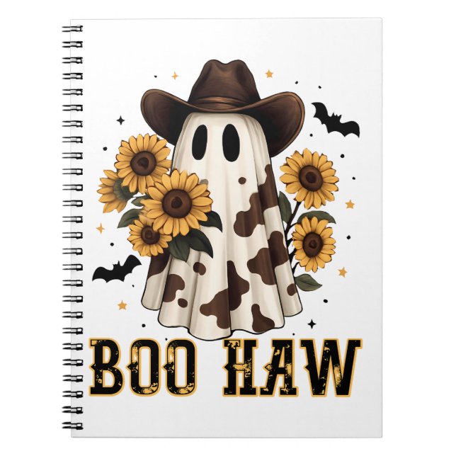 Caderno Espiral Western Cow Spooky Ghost Boo Haw (Frente)