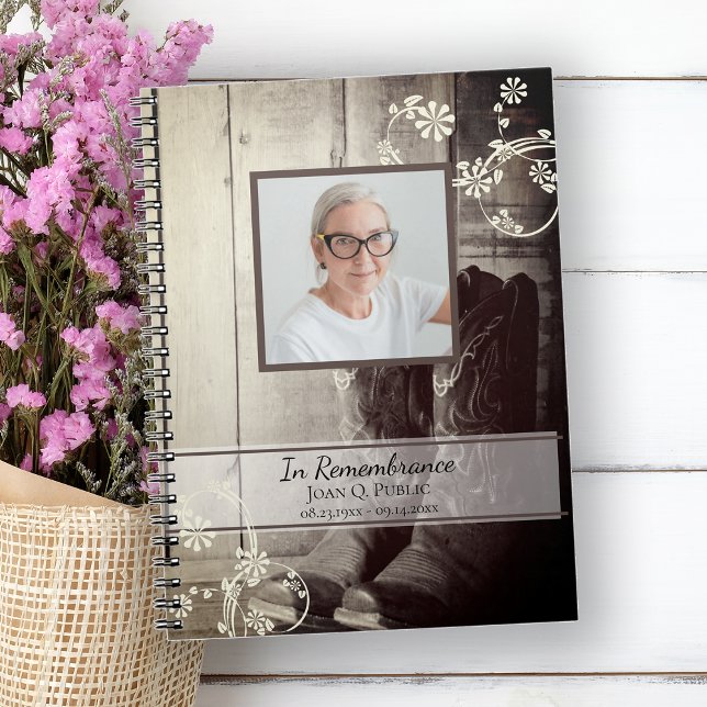 Caderno Espiral Western Cowboy Boots Memorial Guest Book (Criador carregado)