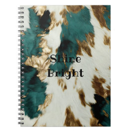Caderno Espiral Western Emerald Gold White Cowhide 