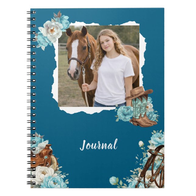 Caderno Espiral Western Horse Floral Personalized Notebook (Frente)