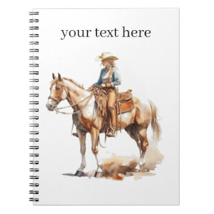 Caderno Espiral Western Watercolor Blonde Cowgirl, personalizada