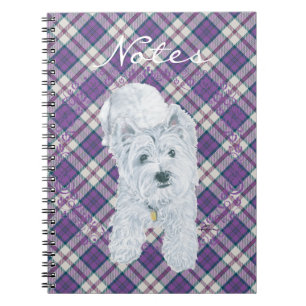 Caderno Espiral Westie no Tartan