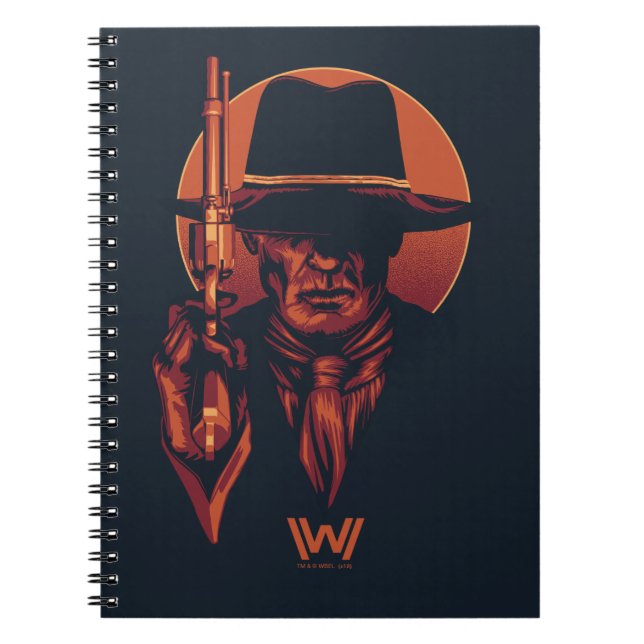 Caderno Espiral Westworld | Homem de preto com revólver (Frente)