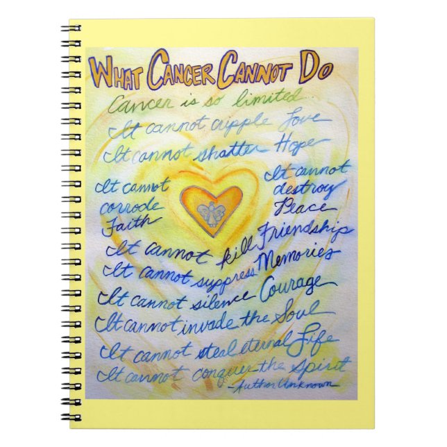 Caderno Espiral What Cancer Cannot Do Heart Art Journal Notebook (Frente)