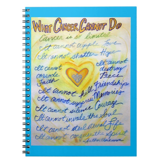 Caderno Espiral What Cancer Cannot Do Heart Art Notebook Journal (Frente)
