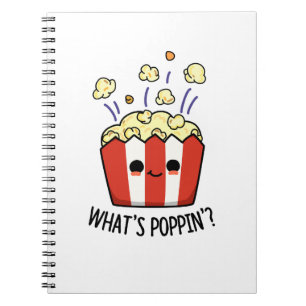 Caderno Espiral What's Poppin Funny Popcorn Pun