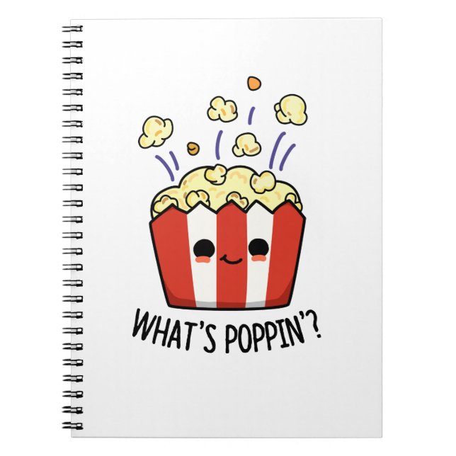 Caderno Espiral What's Poppin Funny Popcorn Pun (Frente)