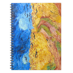 Caderno Espiral Wheatfield com a paisagem da Coroa, arte Van Gogh