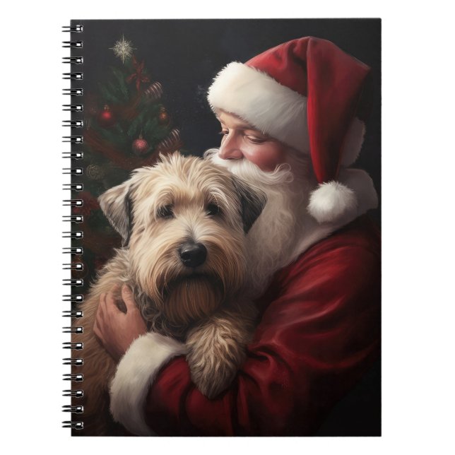 Caderno Espiral Wheaton Terrier com Papai Noel Natal Festivo (Frente)