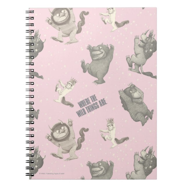 Caderno Espiral Where the Wild Things Are Pink Star Pattern (Frente)
