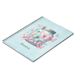 Caderno Espiral Whimsical Butterflies in a Jar