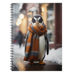 Caderno Espiral Whimsical Cozy Penguin Snowy Winter
