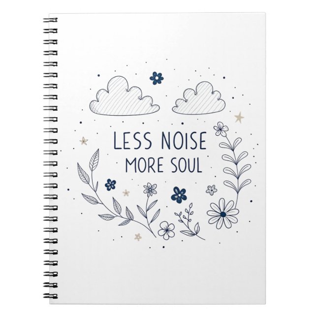 Caderno Espiral Whimsical Floral Soul Quote Line Art (Frente)