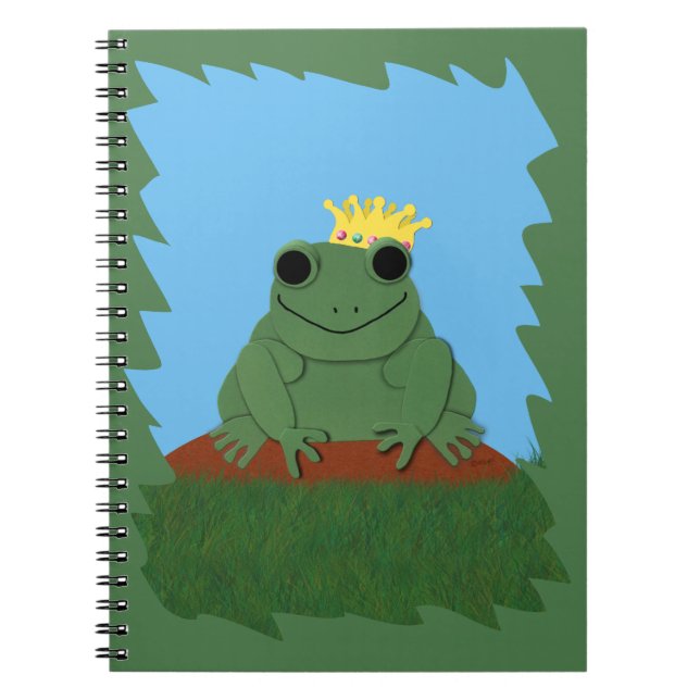 Caderno Espiral Whimsical Frog Prince with Crown (Frente)
