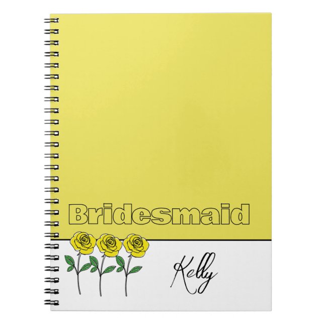 Caderno Espiral Whimsical Hand Drawn Yellow Roses (Frente)