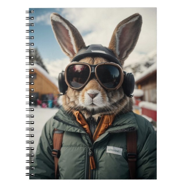 Caderno Espiral Whimsical Snowboard Bunny (Frente)