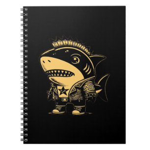 Caderno Espiral Whimsigoth Cyborg Shark Vintage Art Design