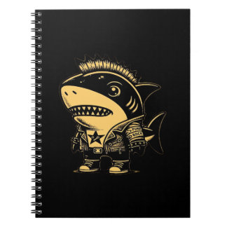 Caderno Espiral Whimsigoth Cyborg Shark Vintage Art Design