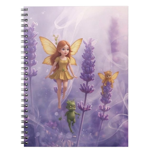 Caderno Espiral Whimsy Among the Purple Blooms (Frente)