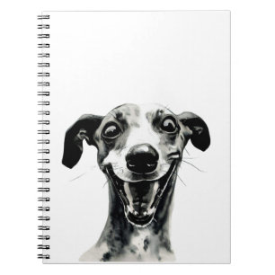 Caderno Espiral Whippet preto-branco   Greyhound Cute