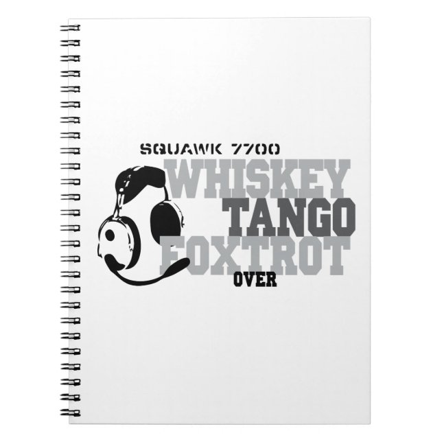 Caderno Espiral Whiskey Tango Foxtrot - Aeronáutica Humor (Frente)